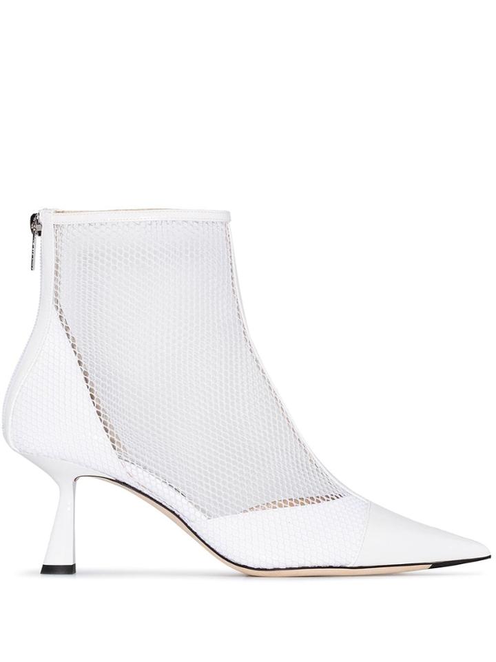 Jimmy Choo Kix 65mm Mesh Ankle Boots - White