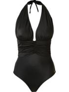 Brigitte Draped Halterneck Swimsuit - Black
