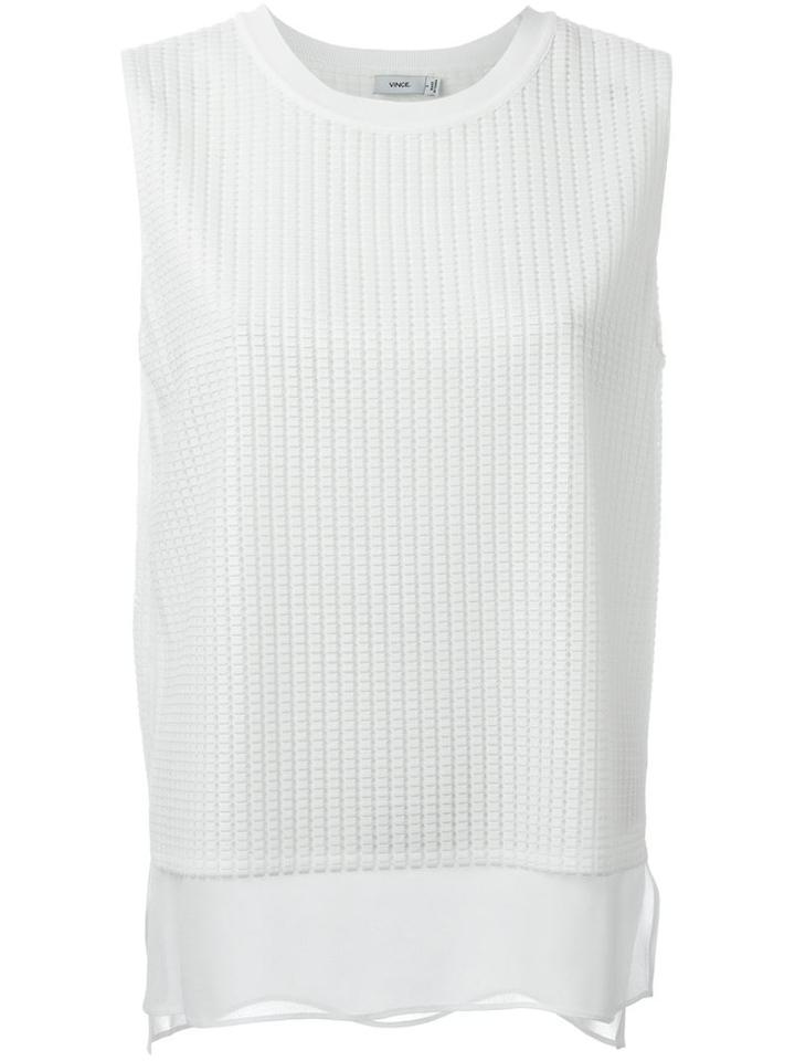 Vince Layered Textured Tank Top, Women's, Size: Xl, White, Polyester/silk