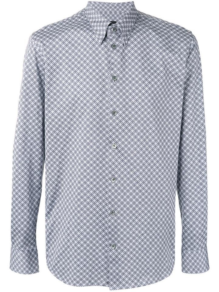 Giorgio Armani Patterned Two-tone Shirt, Men's, Size: 42, Grey, Cotton