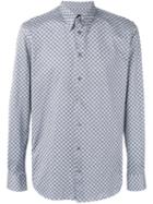 Giorgio Armani Patterned Two-tone Shirt, Men's, Size: 42, Grey, Cotton
