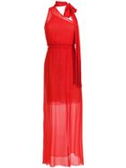 Nk Silk-blend Long Dress - Red