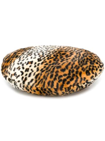 Le Chapeau Leopard Print Beret - Brown
