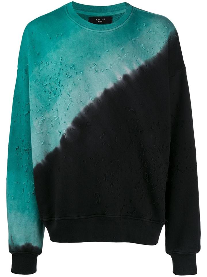 Amiri Distressed Two-tone Sweatshirt - Blue