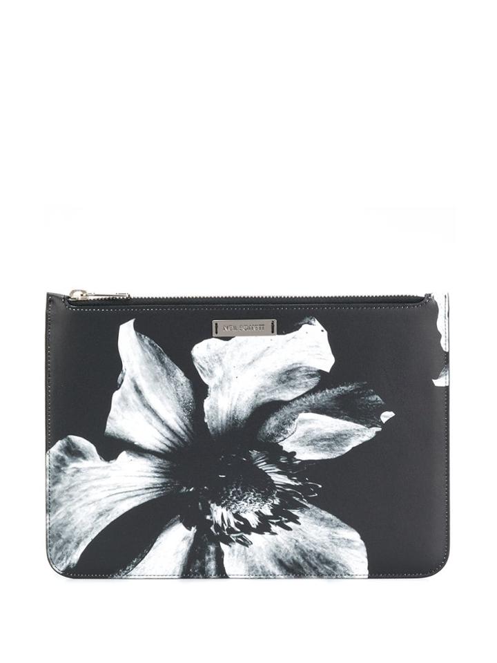Neil Barrett Flower Print Clutch - Black