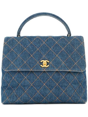 Chanel Vintage Quilted Denim Handbag - Blue