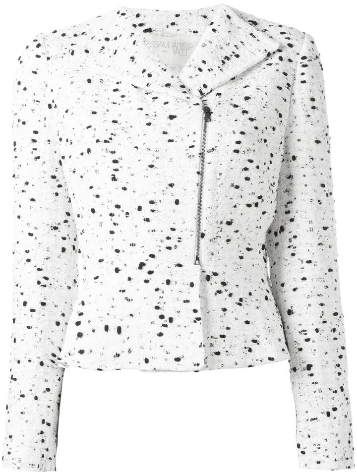 Giambattista Valli - Zipped Tweed Jacket - Women - Silk/cotton/nylon/virgin Wool - 48, White, Silk/cotton/nylon/virgin Wool
