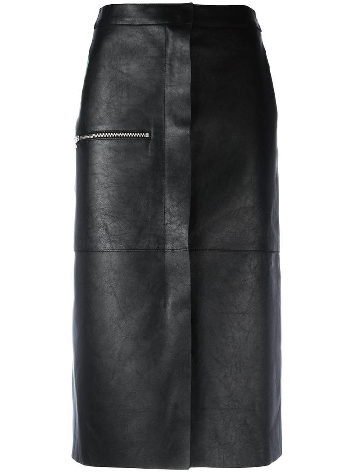 Golden Goose Deluxe Brand Leather Midi Skirt, Women's, Size: Medium, Black, Calf Leather/polyester/cotton
