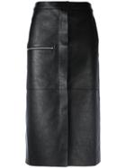 Golden Goose Deluxe Brand Leather Midi Skirt, Women's, Size: Medium, Black, Calf Leather/polyester/cotton