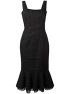 Dolce & Gabbana Polka Dot Peplum Dress, Women's, Size: 48, Black, Cotton/polyamide/polyester/spandex/elastane