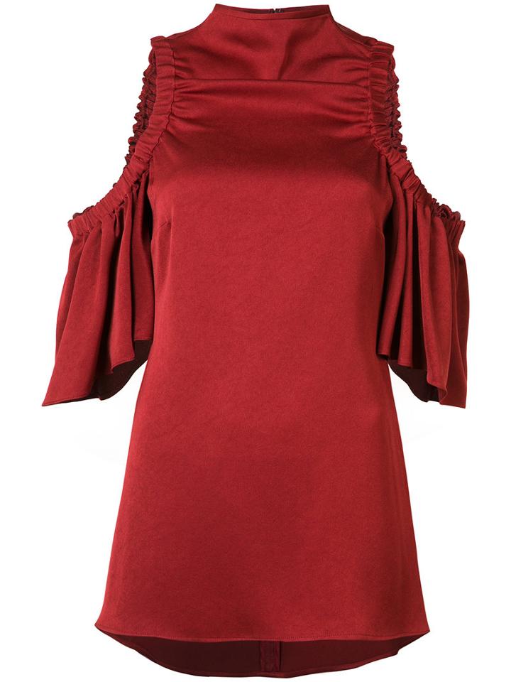 Ellery Cold Shoulder Blouse, Women's, Size: 8, Red, Polyester/acetate