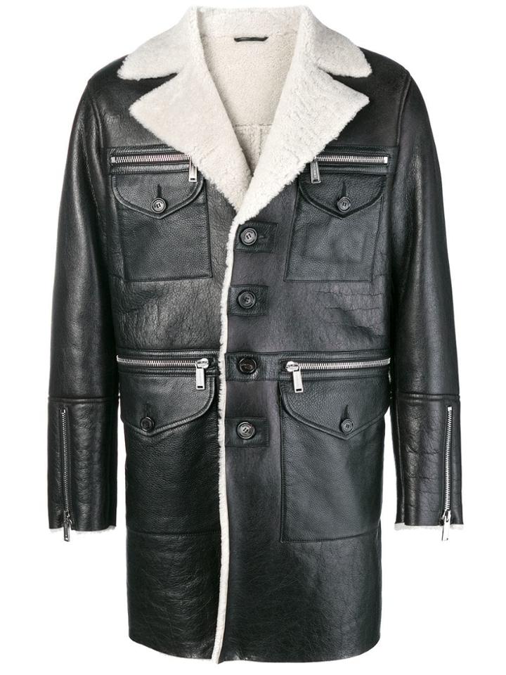 Dsquared2 Shearling Lined Coat - Black