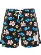 Thom Browne - Floral Print Swim Shorts - Men - Nylon - 0, Black, Nylon