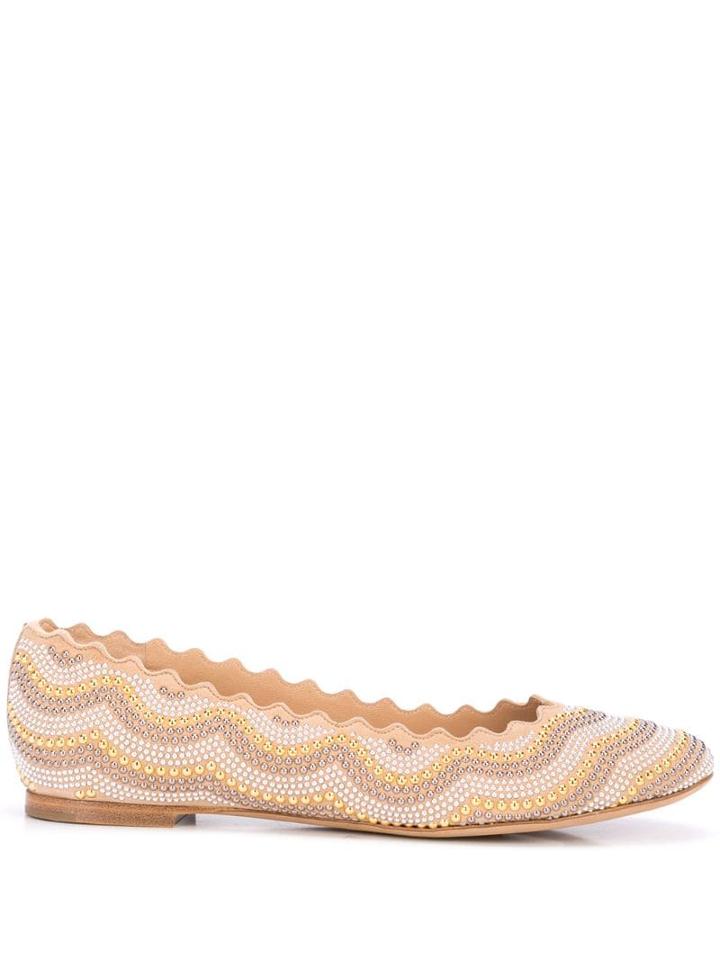 Chloé Lauren Studded Ballerinas - Neutrals