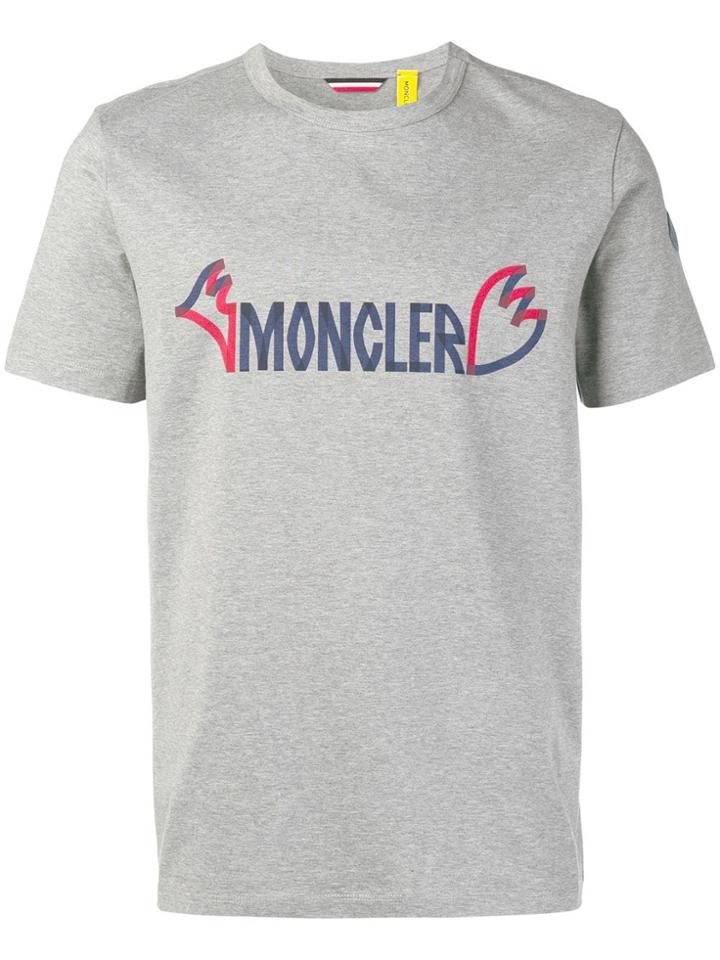 Moncler Logo Print T-shirt - Grey