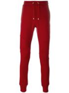 Balmain Biker Track Pants, Men's, Size: Medium, Red, Cotton