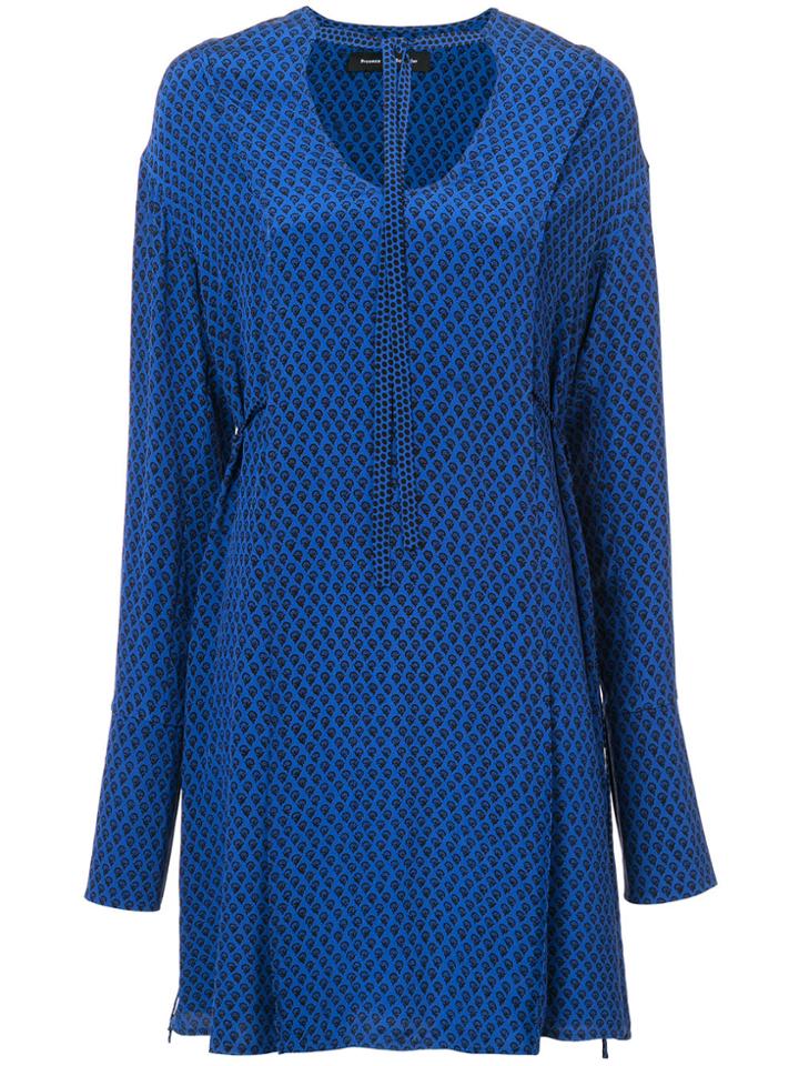 Proenza Schouler Printed Crepe De Chine Dress Mid Dress - Blue