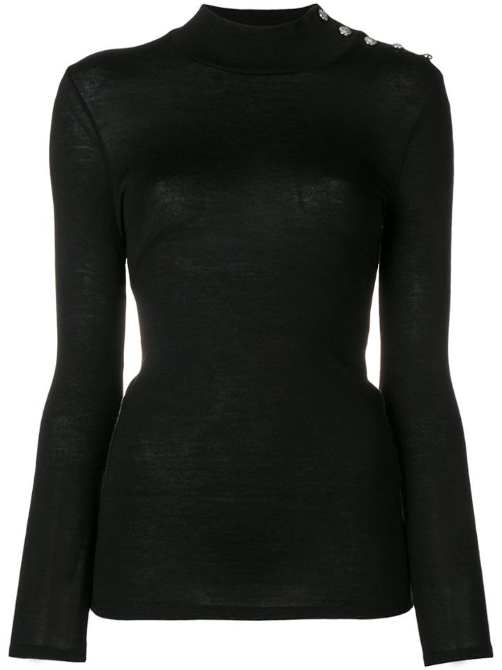 Balmain Fine Knit High Neck Sweater - Black