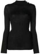 Balmain Fine Knit High Neck Sweater - Black