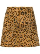 Saint Laurent Leopard Print Mini Skirt - Brown