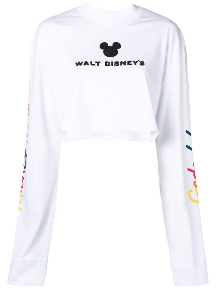 Gcds Mickey Mouse Cropped T-shirt - White