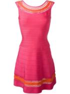 Herve Leger Open Trim Flared Dress