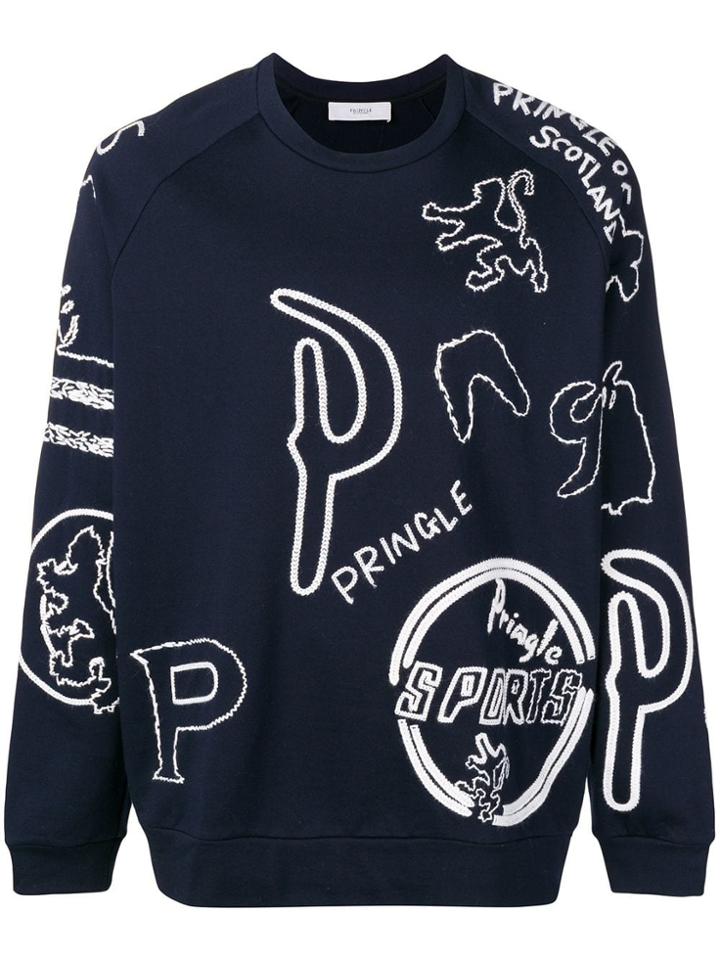 Pringle Of Scotland Embroidered Sweatshirt - Blue