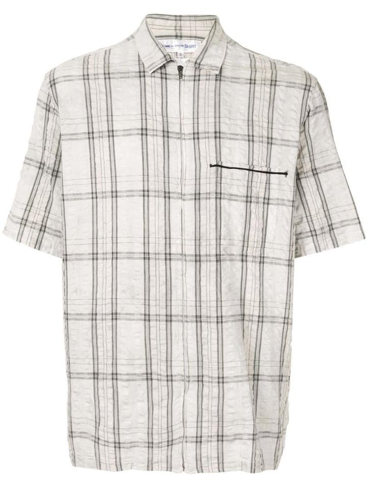 Comme Des Garçons Pre-owned Zip-up Plaid Shirt - White