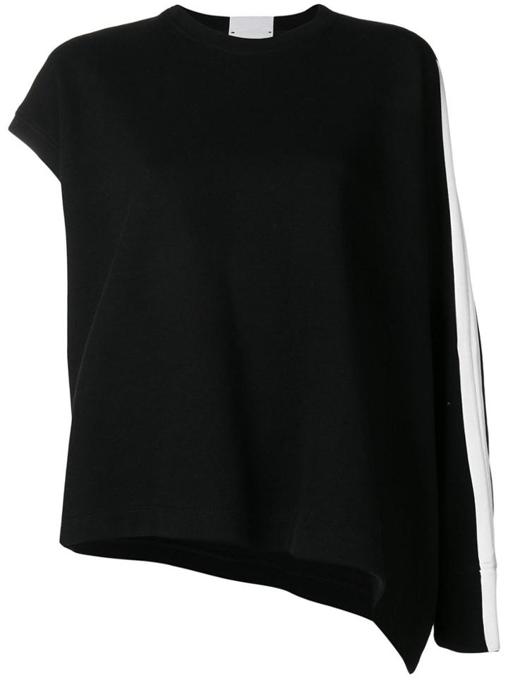 Lost & Found Rooms Striped One Sleeve Sweatshirt - Black