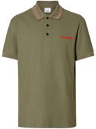 Burberry Icon Stripe Detail Cotton Piqué Polo Shirt - Green