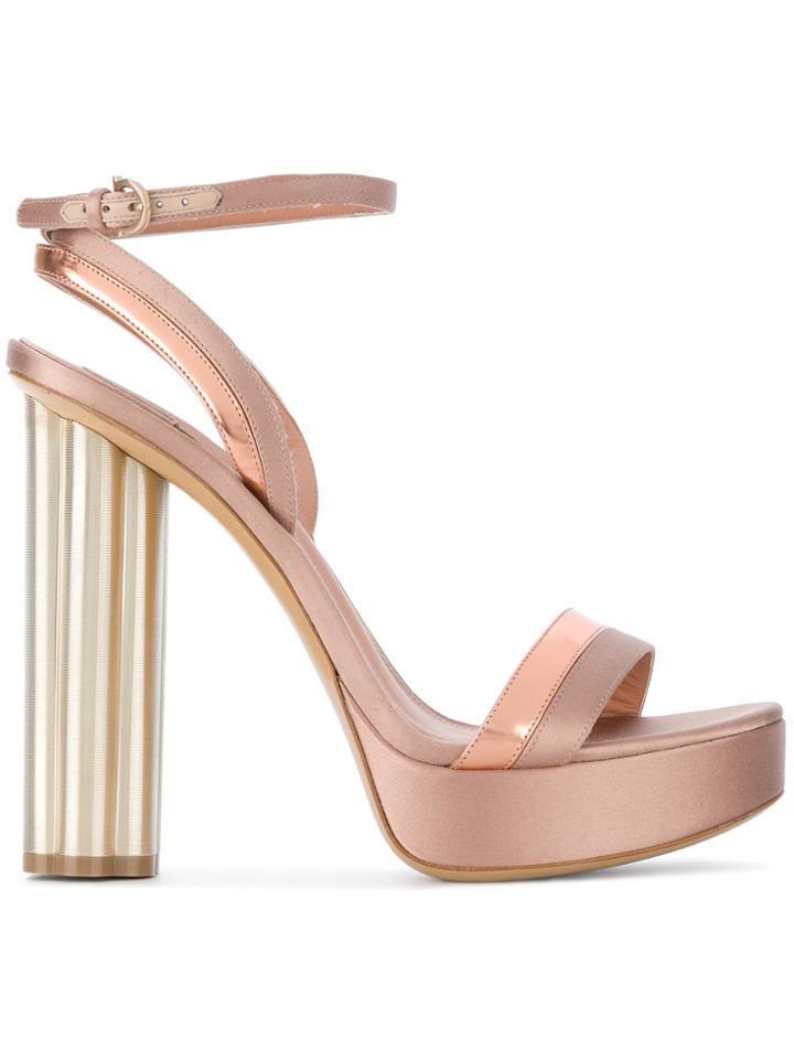 Salvatore Ferragamo Flower Heel Sandals - Pink & Purple