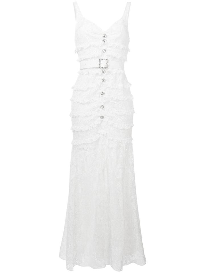 Alessandra Rich Ruffled Lace Dress - White