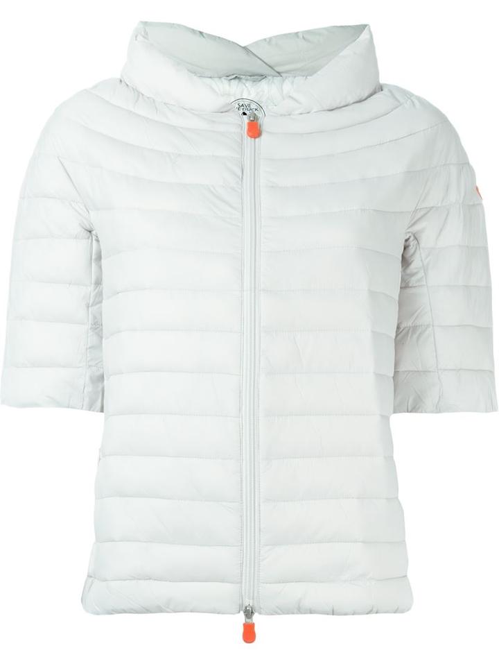 Save The Duck Shortsleeved Puffer Jacket, Women's, Size: 5, White, Nylon/polyester