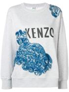 Kenzo Sequin Floral Detail Sweater - Grey
