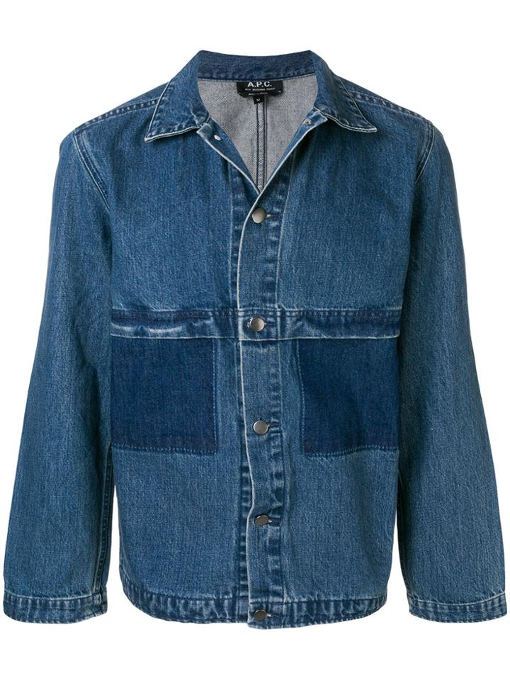 A.p.c. Colourblock Patch Denim Jacket - Blue