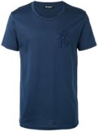 Balmain Embroidered Lion T-shirt, Men's, Size: Xl, Blue, Cotton