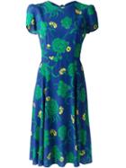 P.a.r.o.s.h. Shortsleeved Floral Print Dress, Women's, Size: M, Blue, Silk/spandex/elastane
