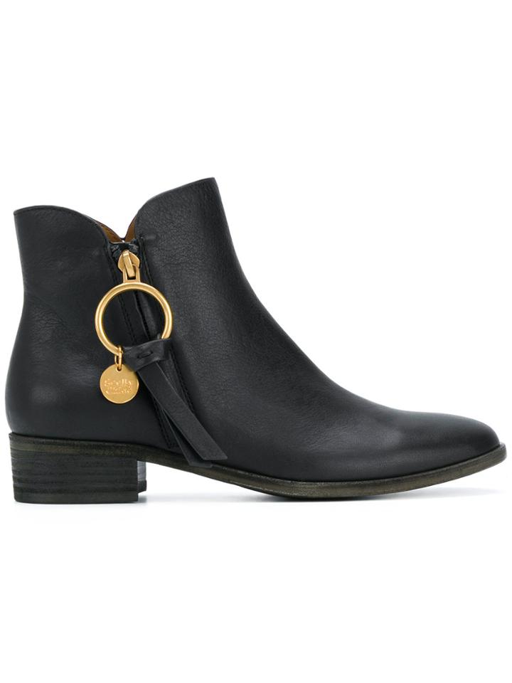 See By Chloé Coin Zipped Booties - Black