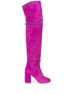 Mm6 Maison Margiela Zip Detail Over-the-knee Boots - Purple