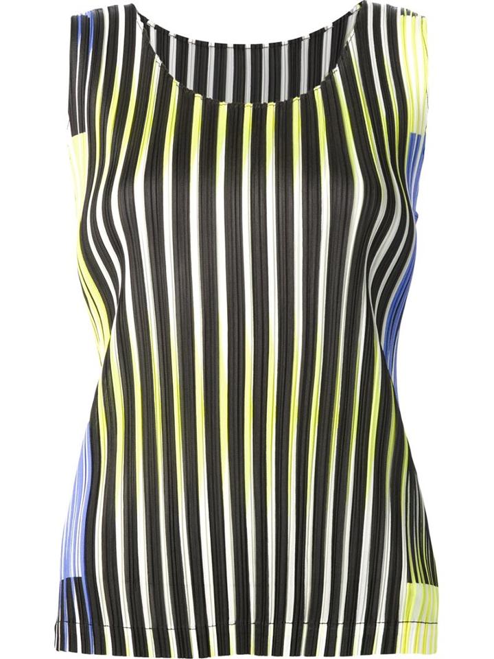 Pleats Please By Issey Miyake Striped Tank Top