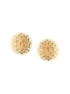 Chanel Pre-owned Cc Matelasse Stitch Earrings - Gold