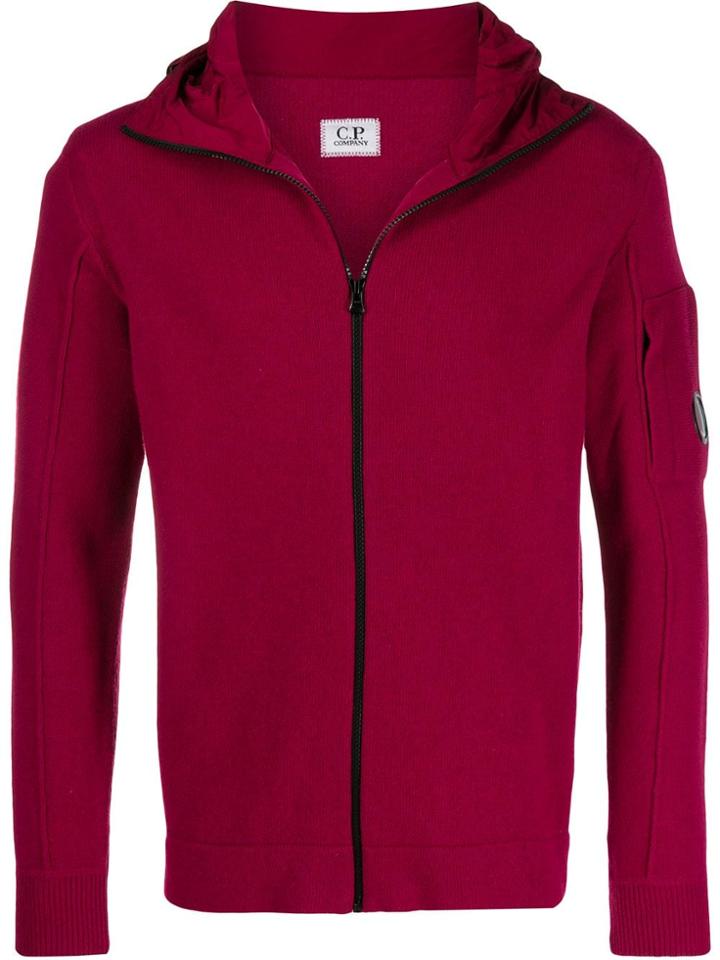 Cp Company Lens-detail Zip-up Hoodie - Red