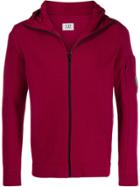 Cp Company Lens-detail Zip-up Hoodie - Red