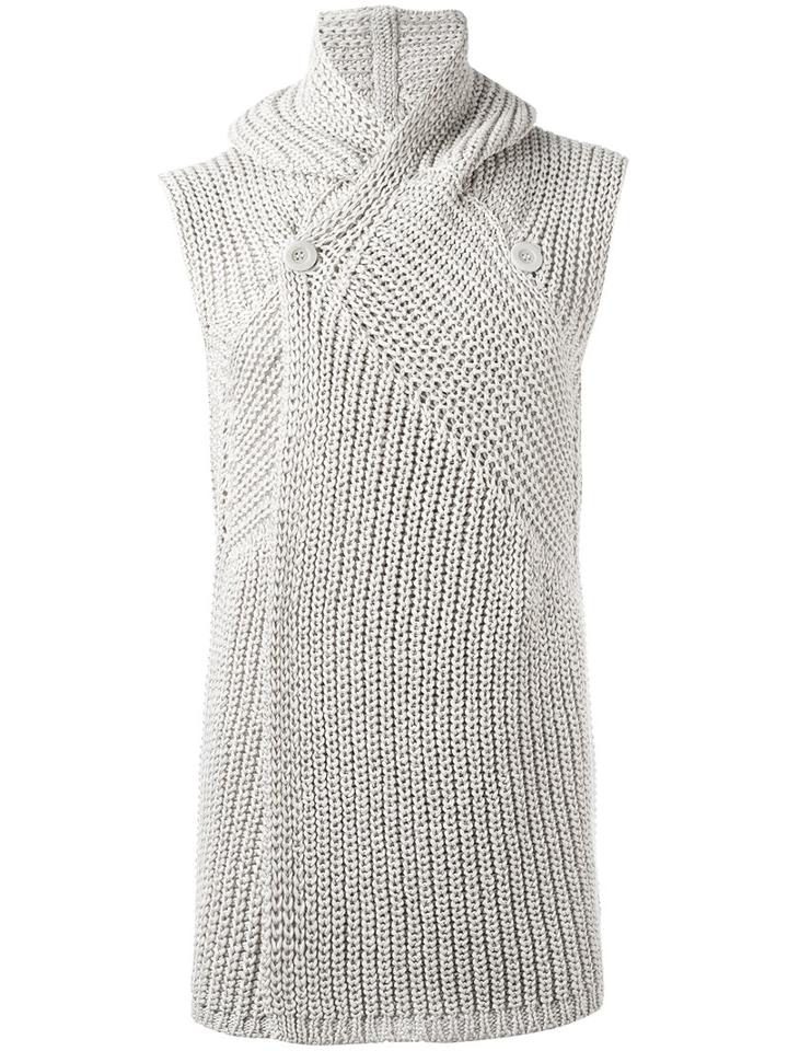 Rick Owens Hooded Sleeveless Cardigan, Men's, Size: Medium, Nude/neutrals, Cotton