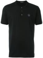 Dolce & Gabbana Embroidered Crown Henley T-shirt, Men's, Size: 50, Black, Cotton