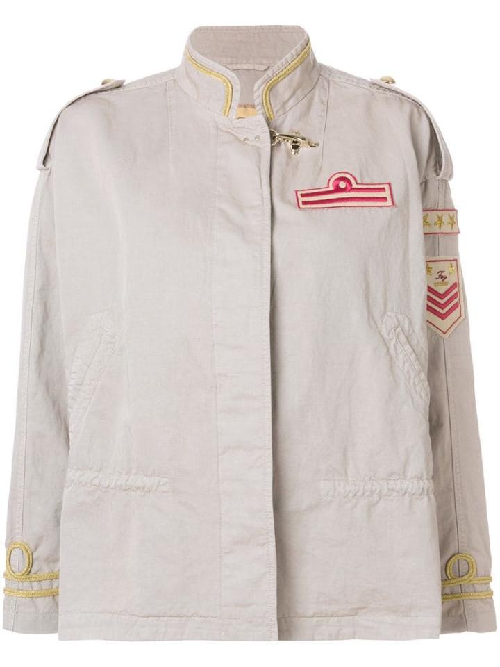 Fay Appliqué Badge Military Jacket - Neutrals