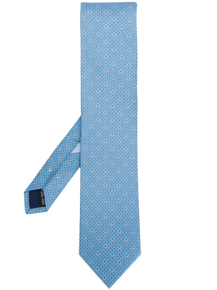 Salvatore Ferragamo Gancio Monogram Tie - Blue