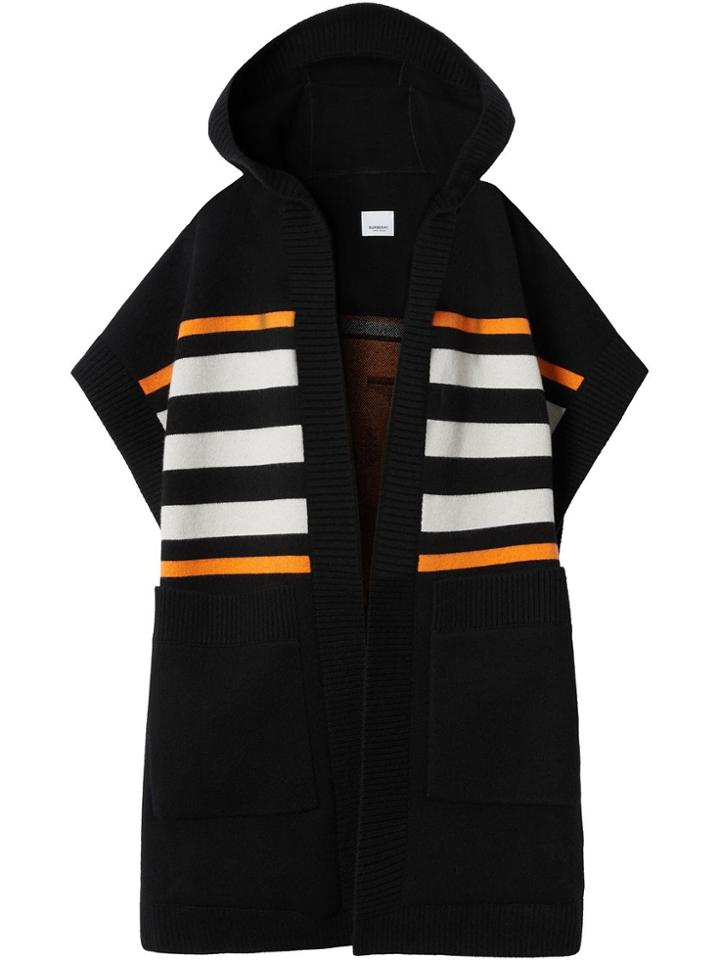 Burberry Monogram Motif Intarsia Cape - Black