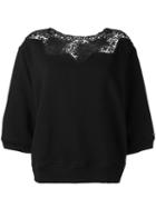 Twin-set Lace Neckline Sweater, Women's, Size: Xl, Black, Cotton