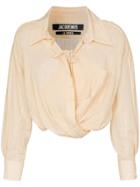 Jacquemus Draped Front Cropped Shirt - Neutrals